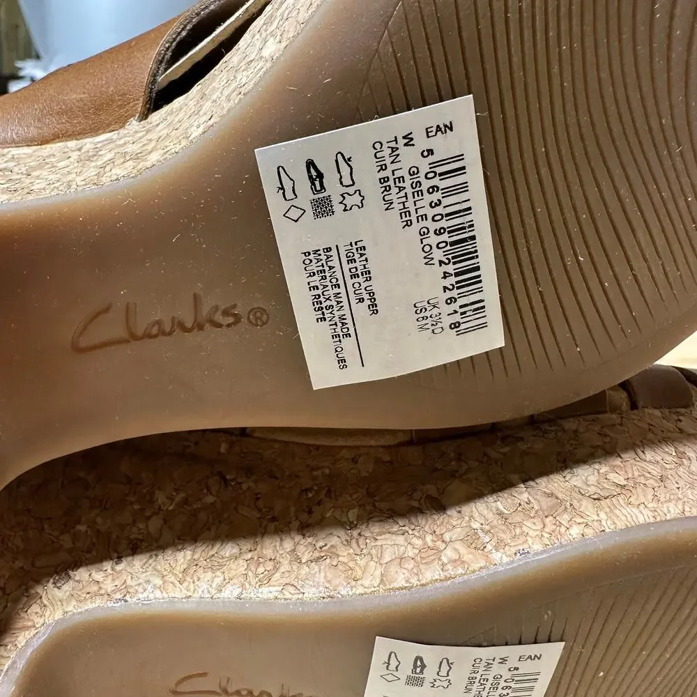 Clarks Collection Woven Leather Wedge Giselle Glow Light Tan Women's 6M NIB - Picture 10 of 11